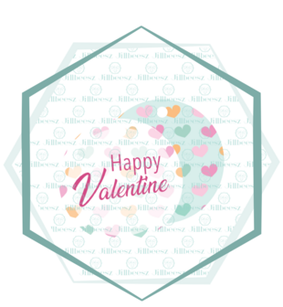 LABEL ROND &quot;HAPPY VALENTINE&quot; - Mint - 25 stuks 