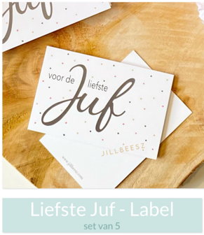 LABEL - VOOR DE LIEFSTE  JUF - 10 STUKS