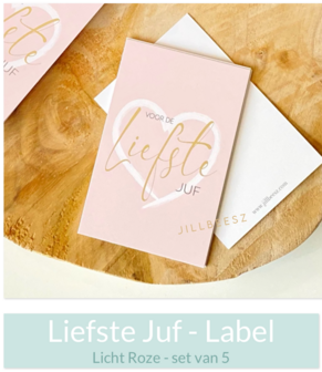 LABEL - VOOR DE LIEFSTE JUF - ROZE - 10 STUKS