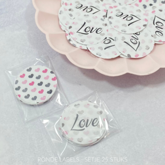 LABEL ROND &quot;LOVE&quot; - Zwart - 25 stuks 