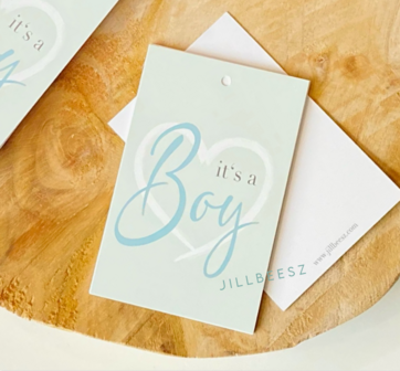 LABEL - IT&#039;S A BOY - MINT / BLAUW - 10 STUKS