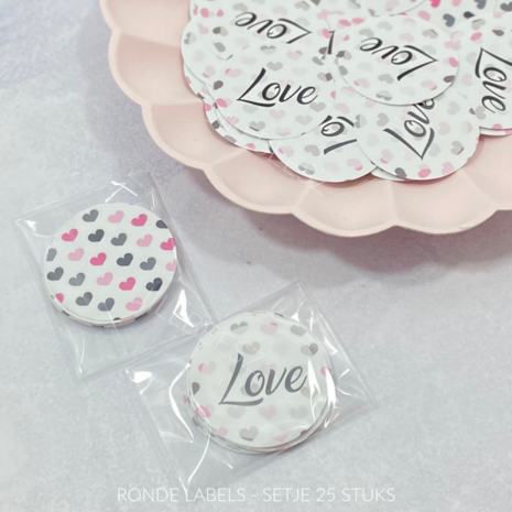 LABEL ROND "LOVE" - Zwart - 25 stuks 