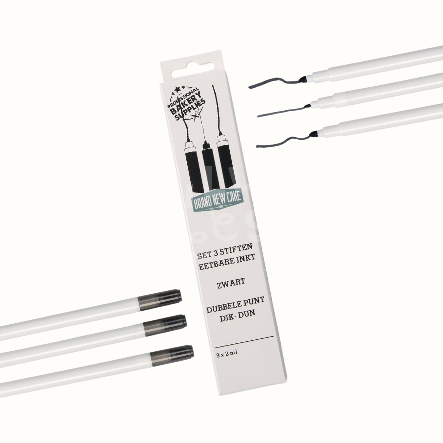 Zwarte Stiften eetbare inkt set/3